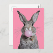 Mooie Fantasy Konijn Kauwen Bubble Gum Briefkaart (Voorkant / Achterkant)