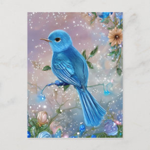 Mooie Fantasy Little Blue Bird Briefkaart