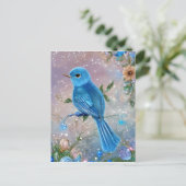 Mooie Fantasy Little Blue Bird Briefkaart (Staand voorkant)