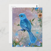 Mooie Fantasy Little Blue Bird Briefkaart (Voorkant / Achterkant)