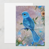 Mooie Fantasy Little Blue Bird Feestdagenkaart (Voorkant / Achterkant)