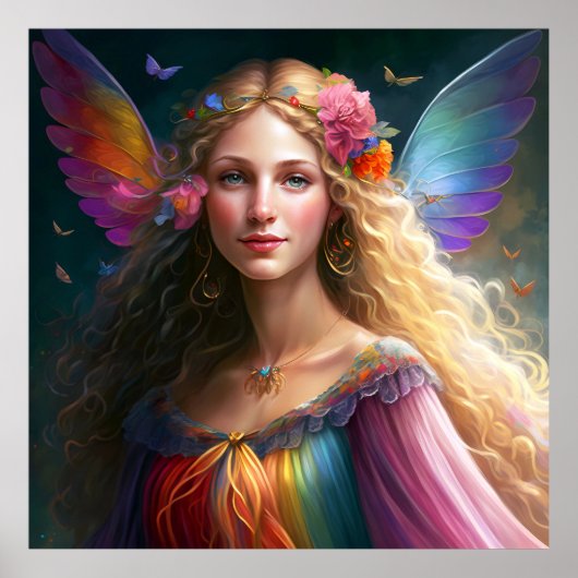 Mooie Fantasy Rainbow Fairy Poster (Voorkant)
