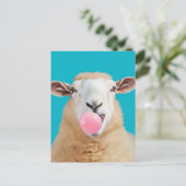Mooie Fantasy Schaap Kauwen Bubble Gum Briefkaart (Staand voorkant)