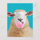 Mooie Fantasy Schaap Kauwen Bubble Gum Briefkaart (Voorkant)