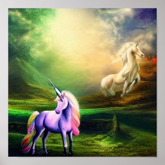 Mooie Fantasy Unicorn - Mythische schepping Poster (Voorkant)