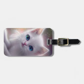 Mooie Fantasy Witte pluizige kat Bagagelabel (Voorkant horizontaal)
