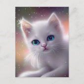 Mooie Fantasy Witte pluizige kat Briefkaart (Voorkant)