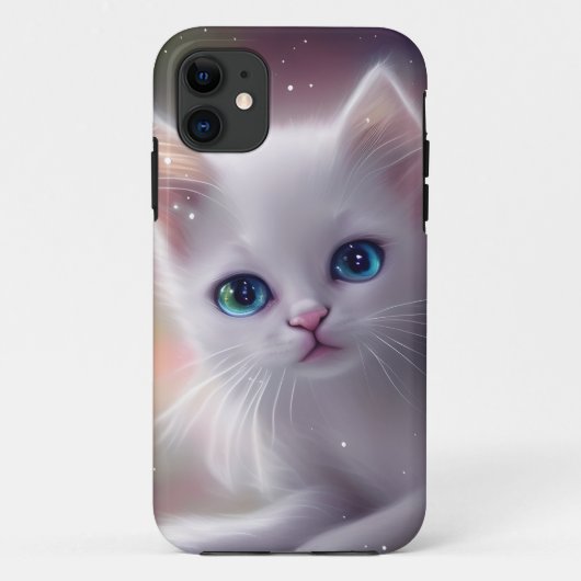 Mooie Fantasy Witte pluizige kat Case-Mate iPhone Case (Achterkant)