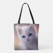Mooie Fantasy Witte pluizige kat Tote Bag (Achterkant)