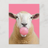 Mooie Fantasy Witte Schaap Kauwen Bubble Gum Briefkaart (Voorkant)