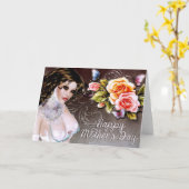 Mooie Fantasy Woman & Rozen Moederdag Kaart (Gele Bloem)