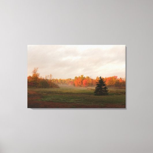 Mooie Farmland Misty Morning Serenity Canvas Afdruk (Voorkant)