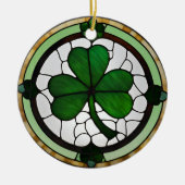 Mooie Faux Glas in lood Shamrock Keramisch Ornament (Voorkant)