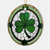 Mooie Faux Glas in lood Shamrock Keramisch Ornament (Links)