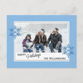 Mooie faux glitter snowflakes op lichtblauw briefkaart (Voorkant)