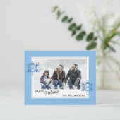 Mooie faux glitter snowflakes op lichtblauw briefkaart (Staand voorkant)
