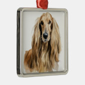 MOOIE FAWN AFGHAN HOUND HOND METALEN ORNAMENT (Rechts)