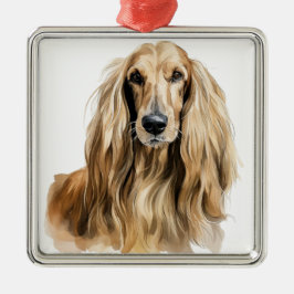 MOOIE FAWN AFGHAN HOUND HOND METALEN ORNAMENT