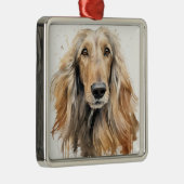 MOOIE FAWN AFGHAN HOUND HOND METALEN ORNAMENT (Rechts)