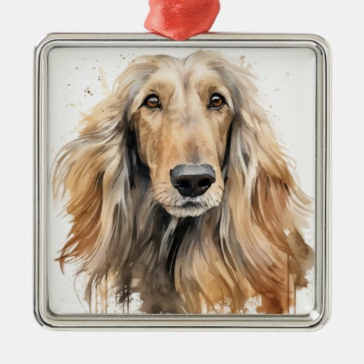 MOOIE FAWN AFGHAN HOUND HOND METALEN ORNAMENT (Voorkant)