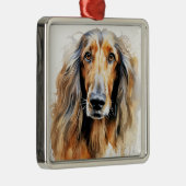 MOOIE FAWN AFGHAN HOUND HOND METALEN ORNAMENT (Rechts)