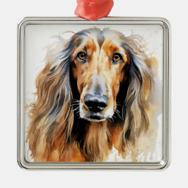 MOOIE FAWN AFGHAN HOUND HOND METALEN ORNAMENT