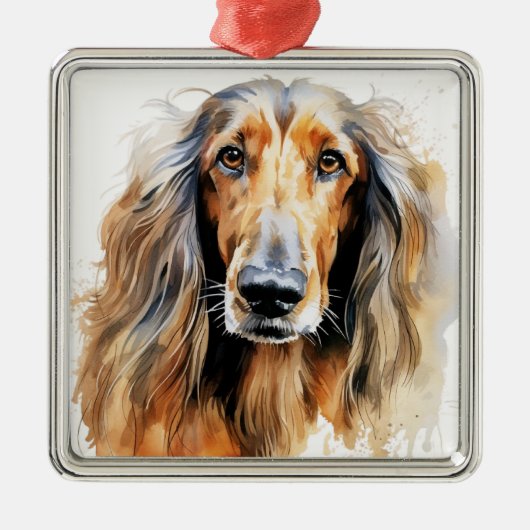 MOOIE FAWN AFGHAN HOUND HOND METALEN ORNAMENT (Voorkant)