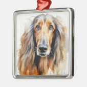 MOOIE FAWN AFGHAN HOUND HOND METALEN ORNAMENT (Links)