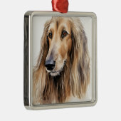 MOOIE FAWN AFGHAN HOUND HOND METALEN ORNAMENT (Rechts)