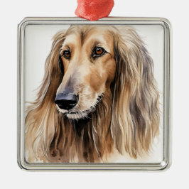 MOOIE FAWN AFGHAN HOUND HOND METALEN ORNAMENT