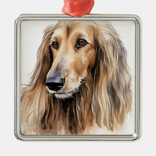 MOOIE FAWN AFGHAN HOUND HOND METALEN ORNAMENT (Voorkant)