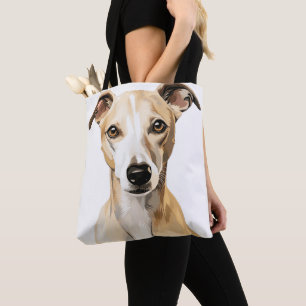 MOOIE FAWN EN WITTE WHIPPET HOND TOTE BAG
