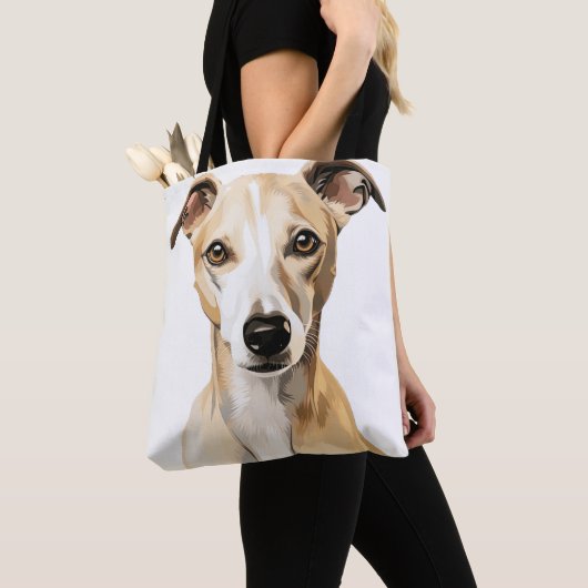 MOOIE FAWN EN WITTE WHIPPET HOND TOTE BAG (Dichtbij)