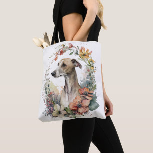 MOOIE FAWN EN WITTE WHIPPET HOND TOTE BAG