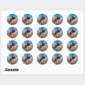Mooie Fawn Franse Bulldog & Bloemen Ronde Sticker (Vel)