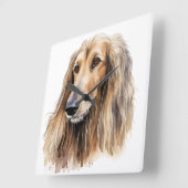 MOOIE FAWN GEKLEURDE AFGHAN HOUND DOG VIERKANTE KLOK (Hoek)