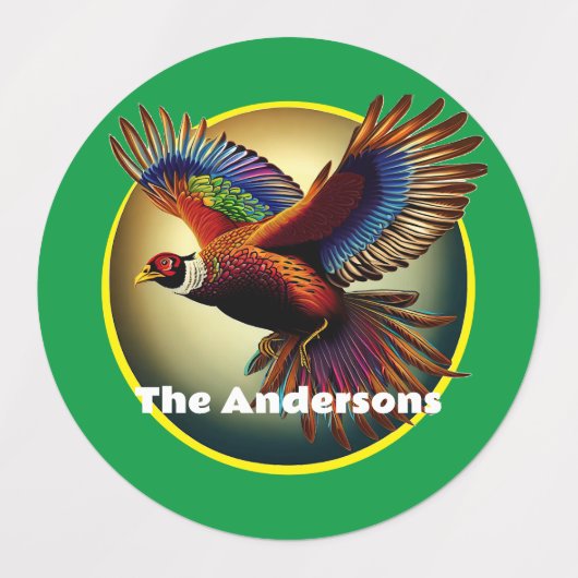 Mooie fazant haan labels (Design 2)