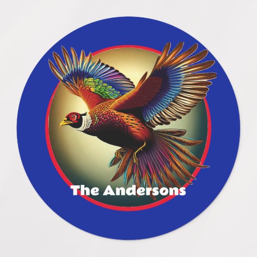 Mooie fazant haan labels (Design 1)