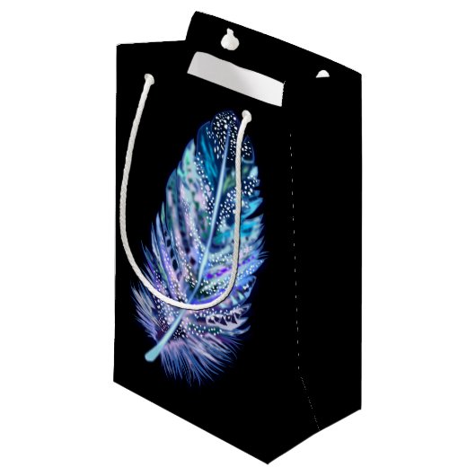 Mooie Feather Gift Bag - Kies kleuren Klein Cadeauzakje (Voorkant Gekanteld)