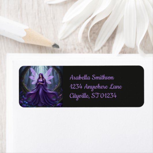 Mooie februari Amethist Fairy Etiket (Insitu)