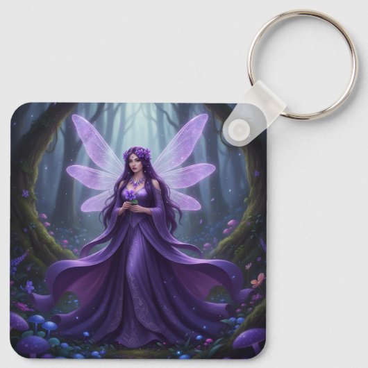 Mooie februari Amethist Fairy Sleutelhanger (Achterkant)