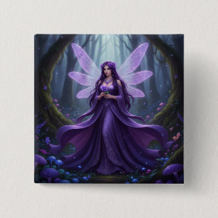Mooie februari Amethist Fairy Vierkante Button 5,1 Cm