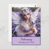 Mooie februari Fairy in Violets Briefkaart (Voorkant / Achterkant)