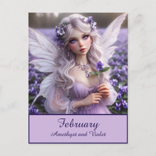 Mooie februari Fairy in Violets Briefkaart (Voorkant)