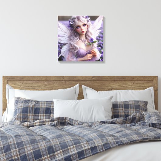 Mooie februari Fairy in Violets Canvas Afdruk (Insitu (Slaapkamer))