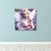 Mooie februari Fairy in Violets Canvas Afdruk (Insitu (Houten vloer))