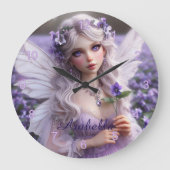 Mooie februari Fairy in Violets Grote Klok (Voorkant)