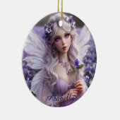 Mooie februari Fairy in Violets Keramisch Ornament (Rechts)