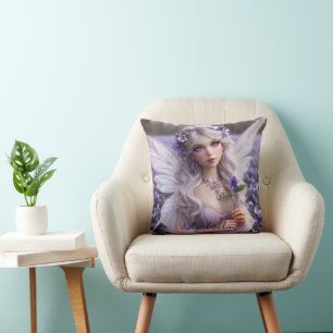 Mooie februari Fairy in Violets Kussen