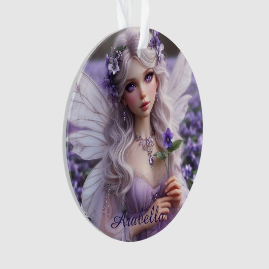 Mooie februari Fairy in Violets Ornament (voorkant)